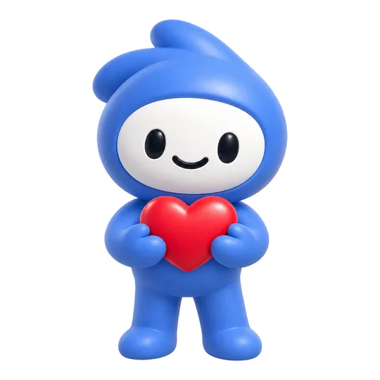 Lopie holding a big red heart
