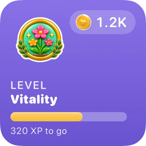Journey widget: level Vitality and the XP left to the next level