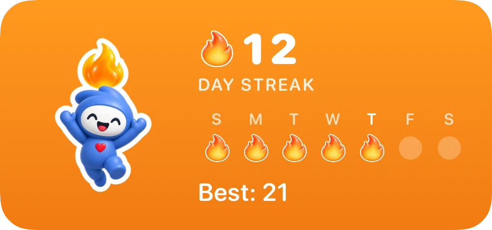 Streak widget: a 12-day logging streak with this week lit up